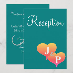 Cartes de réception à monogramme vert sarcelle Cœu