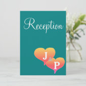 Cartes de réception à monogramme vert sarcelle Cœu (Debout devant)