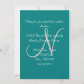 Cartes de réception à monogramme vert sarcelle Cœu (Dos)
