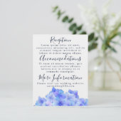 Cartes de réception aux hortensias aquarelle bleue (Debout devant)