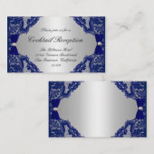 Cartes de réception bleu marine et argent (Devant / Derrière)