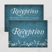 Cartes de réception bleues aux tourbillons rustiqu (Devant / Derrière)