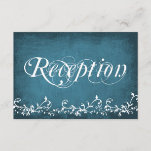 Cartes de réception bleues aux tourbillons rustiqu
