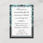 Cartes de réception Blue Black Mariage damassé (Dos)