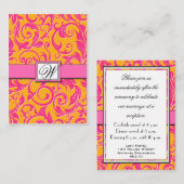 Cartes de réception Damask Orange & Rose Wedding (Devant / Derrière)