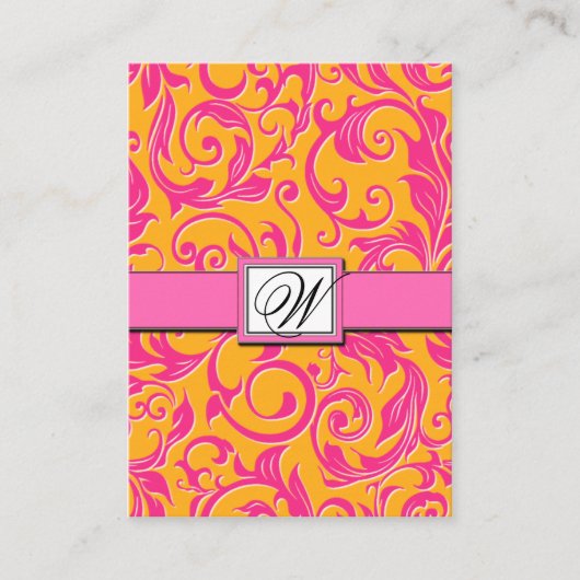 Cartes de réception Damask Orange & Rose Wedding (Devant)