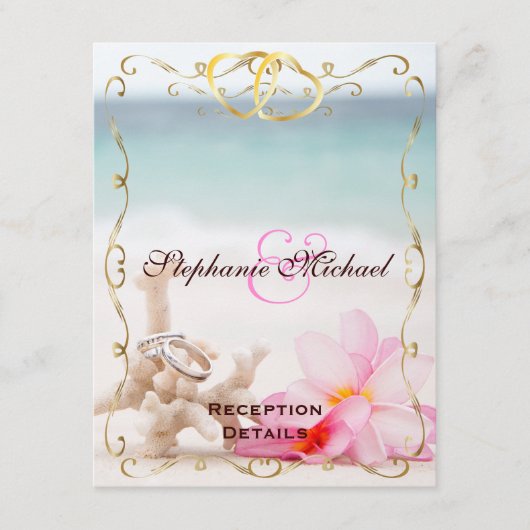 Cartes de réception de bagues de mariage sur la pl (Devant)