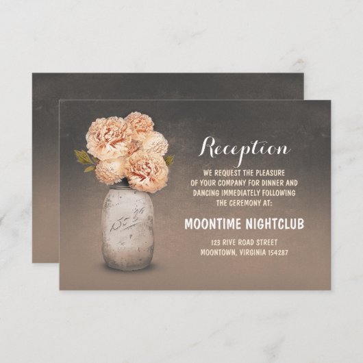 Cartes de réception de fleurs de pêche en pot de m (Devant / Derrière)