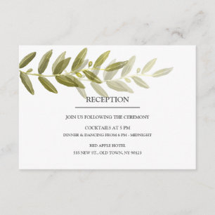 Cartes de réception de mariage à feuille d'olive v