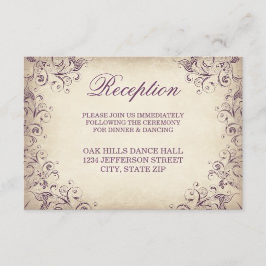 Cartes de Réception de Mariage à Fleurir Violet Vi (Devant)