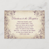 Cartes de réception de mariage à flourish violet v (Dos)