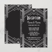 Cartes de réception de mariage argentées Art Déco  (Devant / Derrière)