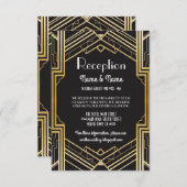 Cartes de réception de mariage Art Déco Gatsby en  (Devant / Derrière)