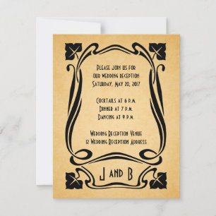 Cartes de réception de mariage Art Déco noir vinta