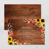 Cartes de réception de mariage au tournesol rustiq (Devant / Derrière)