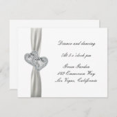 Cartes de réception de mariage blanc Hearts (Devant / Derrière)