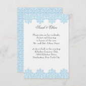 Cartes de réception de mariage bleu clair Damask (Devant / Derrière)
