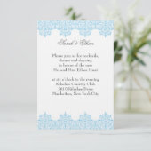 Cartes de réception de mariage bleu clair Damask (Debout devant)