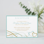 Cartes de Réception de Mariage Cœurs - Turquoise & (Debout devant)
