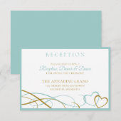 Cartes de Réception de Mariage Cœurs - Turquoise & (Devant / Derrière)