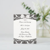 Cartes de réception de mariage Damask Elegance (Debout devant)