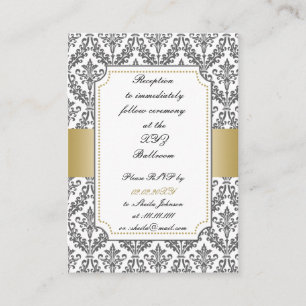 cartes de réception de mariage damassé   d'or