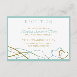 Cartes de réception de mariage de coeur - Turquois