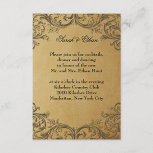 Cartes de réception de mariage en or antique baroq