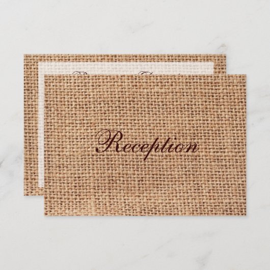Cartes de réception de mariage en toile de jute de (Devant / Derrière)