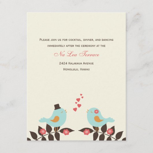 Cartes de réception de mariage Love Birds (Devant)