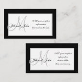 Cartes de réception de mariage Monogramme noir et (Devant / Derrière)