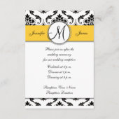 Cartes de réception de mariage noir blanc damassé (Dos)