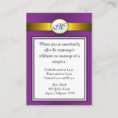 Cartes de réception de mariage Peacock violet et o (Dos)