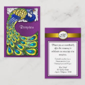 Cartes de réception de mariage Peacock violet et o (Devant / Derrière)
