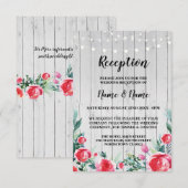 Cartes de réception de mariage Rose rouge Fleurs d (Devant / Derrière)