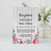 Cartes de réception de mariage Rose rouge Fleurs d (Debout devant)