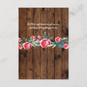 Cartes de réception de mariage Rose Rouge Fleurs e (Dos)