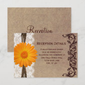 Cartes de réception de mariage Rustic Orange Gerbe (Devant / Derrière)