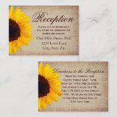 Cartes de réception de mariage Rustic Sunflower Bu (Devant / Derrière)