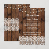Cartes de réception de mariage rustique Bois Lace  (Devant / Derrière)