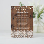 Cartes de réception de mariage rustique Bois Lumiè (Debout devant)