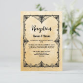 Cartes de réception de mariage rustique Cadre goth (Debout devant)