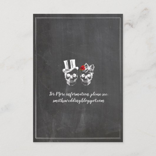 Cartes de réception de mariage rustique Crânes Cha (Dos)