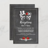 Cartes de réception de mariage rustique crânes ros (Devant / Derrière)