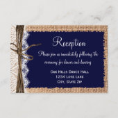 Cartes de réception de mariage rustique en toile d (Devant)