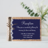 Cartes de réception de mariage rustique en toile d (Debout devant)