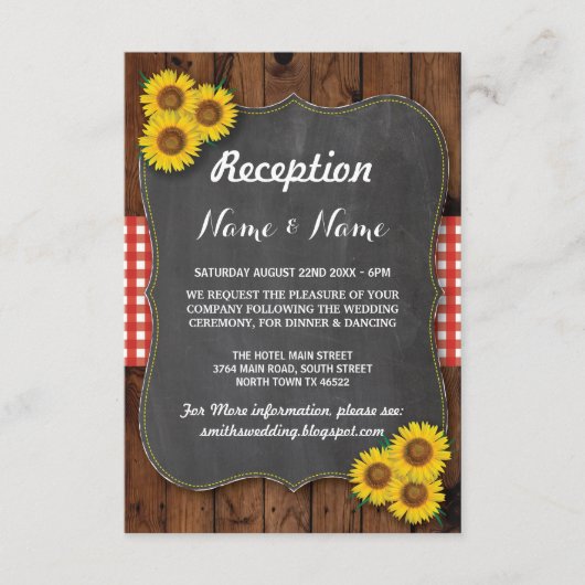 Cartes de réception de mariage rustique rouge tour (Devant)