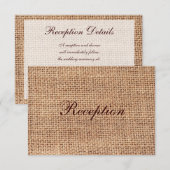 Cartes de réception de mariage rustique toile de j (Devant / Derrière)