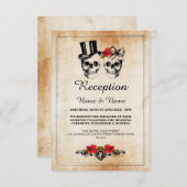 Cartes de réception de mariage rustiques Crânes Ro (Devant / Derrière)