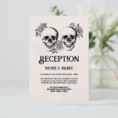 Cartes de réception de mariage rustiques Crânes Ro (Debout devant)